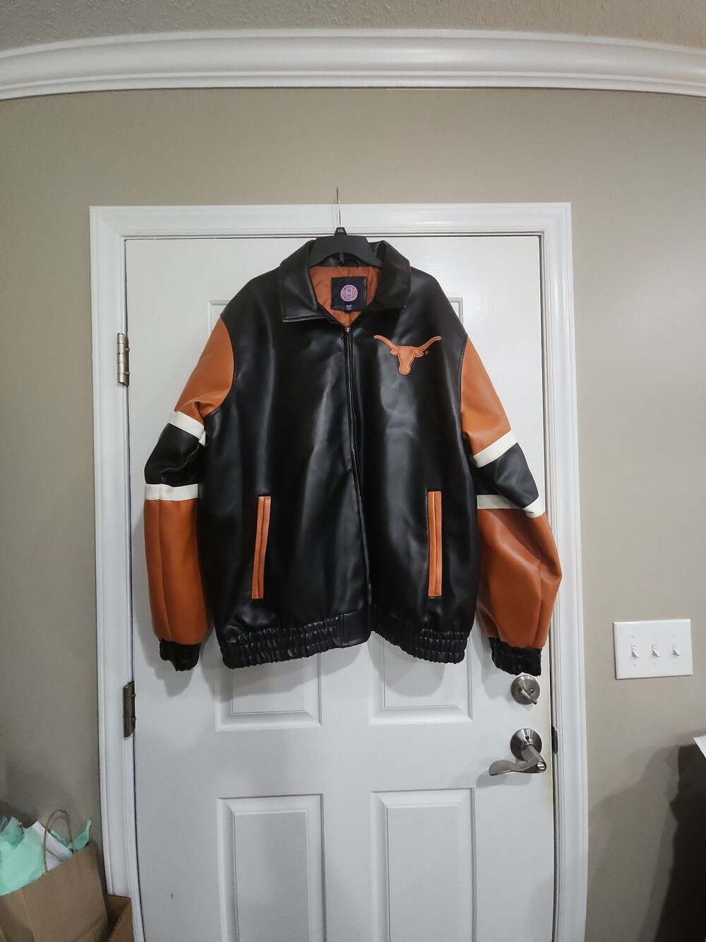 G-III Sports University of Texas Longhorns Faux Leather Bomber Varsity Jacket